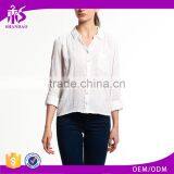 2017 Guangzhou Shandao Custom Elegant Autumn New White Cotton Long Sleeve Loose Ladies Blouse Collar Design thumbnail-1