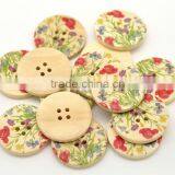 Bulk Sale Scrapbooking Flower 4 Holes Wood Painting Sewing Buttons thumbnail-1