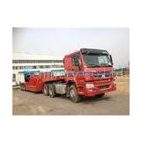 Red HOWO 2 Axles Semi Trailer Trucks , Flat Low Bed Trailer 30 Ton