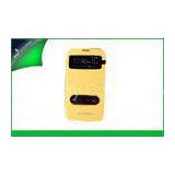 Yellow Samsung Leather Phone Cases for Galaxy Note 2 N7100 With Screen Window