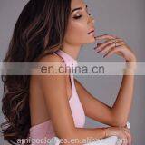 Amigo 2017 New Designer Pink Halter Backless Sexy XXX Bandage Dress Midi Evening Dresses for Women Party Wear thumbnail-3