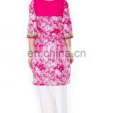 Wholesaler Indian Style Kurti Back Printed and Front Solid Border on Yoke & Bottom of Kurti thumbnail-2