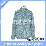 Cyan High O-neck Long Sleeve Women Sweater Tuxedo Design Knitting Fabric thumbnail-2