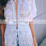 Lace Cover up Sarong Long Beach Cover up Robe de Plage Vestidos de Playa Kaftan Pareo Beach Bathing Suit Cover Ups Beach Dress thumbnail-4