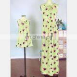 2019 Cotton Clothing Green Floral Printed Baby Summer Dresses Mother Daughter Matching Dresses thumbnail-1