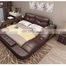 Modern Smart Bed Design Genuine Leather King Size Camas Soft Bed Frame With Extra Storage thumbnail-3