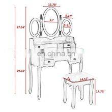 Factory Folding Mirror Vanity Set Makeup Table Dresser thumbnail-5