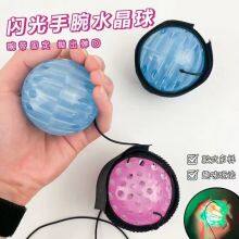 Online Celebrity New Crystal Transparent Luminous Wrist Elastic Ball With Rope Hand Throw Back Ball Magic Ball Children's Toy Ball. thumbnail-1