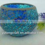 Silver Crackle Glass Candle Holder