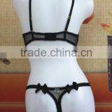 2016 Sexy Tranparent Printing Mesh Padded Cup Bra Panty Sets for Women thumbnail-3