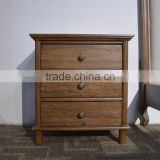 French country style cabinet with 3 drawers, oak solid wood bedside table