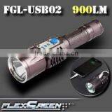 USB Rechargeable10w Xml T6 Led Power Bank Torch