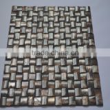 Wave colored Brown River shell mosaic tile,seamless on mesh