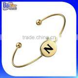 Custom Fashion Rose Gold Initial Cuff Bracelet 925 Sterling Silver Gold Initial Bangle Bracelet Quality Choice thumbnail-2