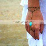 Bracelet Slave Chain Link Finger Rings Hand Harness Turquoise Anklet Chain thumbnail-2
