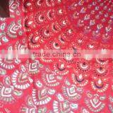 Indian Handmade Silk Fabric Hand Block Mandala Printed Rayon Fabric Girls Sarong Sanganeri Running Fabric