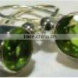 SILVER GREEN STONE EARRINGS 16313