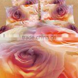 2014 3d Pink Flower Bed Sheet, Reactive Printed 100% Cotton Comforter Wholesale 4pcs Bedding Set