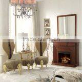 BISINI Petal Shaped Living Room Chair, European Style Solid Wood With Fabric Chair, Classic and Fancy Chair (BF01-X1197) thumbnail-5