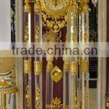 Exquisite Brass Cast 24K Gold Plated Emperador Marble Base Floor Clock thumbnail-6