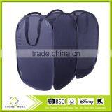 Dark Blue Foldable Pop-Up Mesh Hamper, 2-compartment Clothes Laundry Hamper thumbnail-4