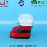 BSCI Audit Factory Ceramic Christmas Flower Pot, Boot Shape Planter thumbnail-2