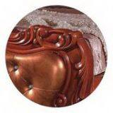 Luxury Craft France Rubber Solid Wood Double Bed in Leisure Design Real Leather Heaboard Bed Hign Hotel Bedroom Furnitur thumbnail-2