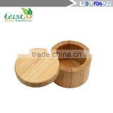 Round Bamboo Salt Box With Magnetic Closure is Eco-Friendly, 100% Organic Bamboo, Professional-Grade, Salt and Pepper Shaker thumbnail-1