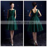 Short Satin Low Back Open Party Dress Dark Green thumbnail-1