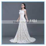 High Quality Italian Lace Cap Sleeve A Line Long Wedding Dress thumbnail-2