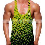 Sublimation Printing Bodybuilding Vest Stringer Fitness Gold Tank Tops Muscle Training Vest Custom for Men Summer thumbnail-1