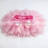 Little Girl Bloomer Dress Pink Chiffon Fabric With Ribbon Bowknot Wholesale Baby Product thumbnail-3