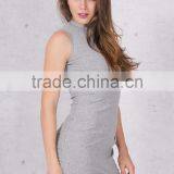 Elegant Gray Sleeveless Knitted Casual Dress Women Evening Party Sexy Bodycon Dress Girls Summer Short Dress thumbnail-3