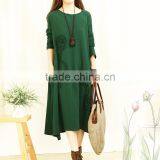 Z&M Long Sleeve Linne Dress Women Solid Color Dress Long Linne Dress thumbnail-4