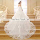 Strapless White Gown Korean Style Dropped Lace Wedding Dress Patterns thumbnail-2