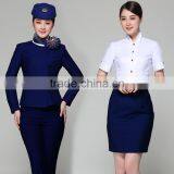 OEM Supply Woman Airplane Work Wear Blue Air Hostess Uniform thumbnail-2