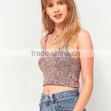 2017 Unique Women Colorful Knit Fabrication V-neck Thin Straps Knit Crop Tops thumbnail-3