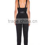 Black Plunging V Neck Sleeveless Jumpsuit for Women 2015 thumbnail-3