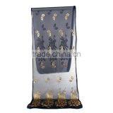 Imitation Silk Scarves & Wraps Rectangle Golden Black Peacock Scarf Women thumbnail-1