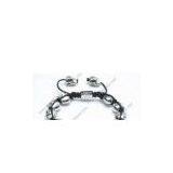 Adjustable Shamballa Bracelet, Rhodium Plated Alloy Skull Beads thumbnail-1