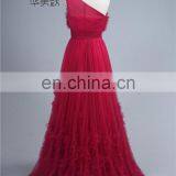 Maxi Design ZZ-P005 Floor Length Unique Skirt One Shoulder Tulle Ruffle Prom Dress thumbnail-5
