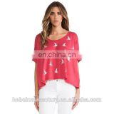 The Swallow Patterns Before And After The Printing Volume Loose Money, Sleeve, The Sleeve Female Long T-Shirt In The Round Colla