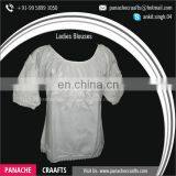 Widely Selling Cotton Material Ruffle Blouse Tops Women thumbnail-3