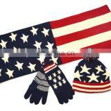 A028 Baby Kid Boy Girl Winter Knitted US Star,UK Hat+Scarf+Gloves 3Pieces Set thumbnail-2
