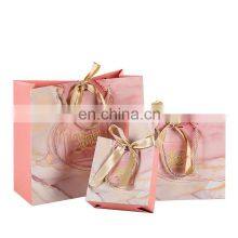Custom Small Marble Design Pink Wedding Shopping Gift Paper Bags Marble thumbnail-1