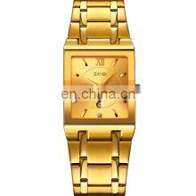 SKMEI 9263 Gold Men Square Watches Wholesale Stainless Steel Luxury Quartz Wristwatches thumbnail-1