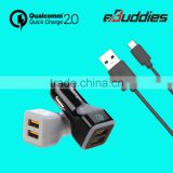 CE ROHS FCC QC 2.0 quick Charge car charger for smartphone output 5V2.4A 9V2A 12V1.5A