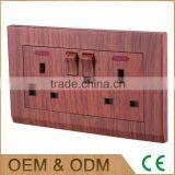 A Series Red Wood Double Square Type Wall Socket, Doub;e UK Type Wall Socket thumbnail-2
