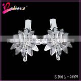 Metal silver flower hair clip jewelry hair accessories wholesale girls hairpin