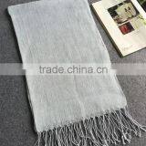 Wholesale Korean Fashion Solid Color Plain Tassel Women Linen Scarf thumbnail-3